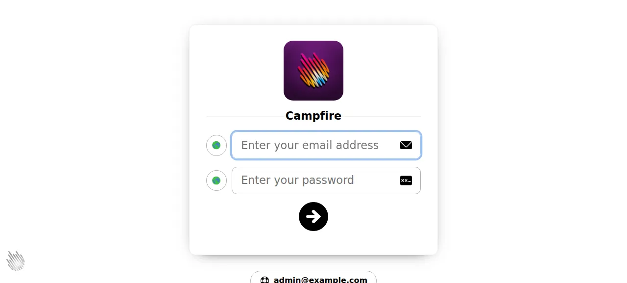 The Campfire sign-in page
